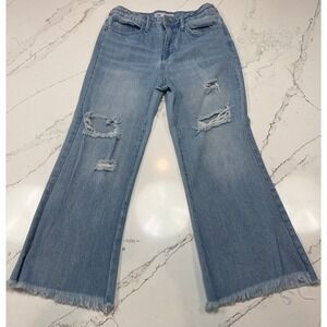 YMI Distressed Women's Wide Leg Cropped Jeans, Size 8